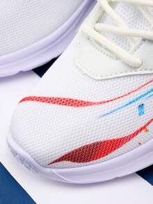 1 paire de nouvelles chaussures de sport décontractées confortables et polyvalentes pour garçons, toutes saisons, légères et respirantes, pour le campus et la course - Blanc - Voir 6