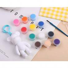 10 piezas Juego de pintura DIY de oso fluido, decoración de graffiti pintada a mano, incluye pintura, cuchara, oso de plástico, pincel, suministros de manualidades creativas, adecuado para volver a la escuela, graduación, eventos de fiesta, regalos significativos para fiestas, también adecuado para rellenar calcetines navideños (disponible en oso grande y pequeño, colores de pintura aleatorios) - Conjuntos - Ver 4
