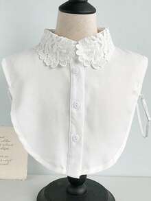 女士白色蕾丝边假领 - 白色 - 查看 8