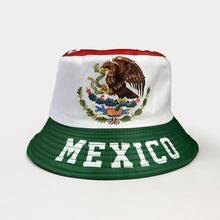 1pc Reversible Printed Bucket Hat, European And American Style Sun Protection Wide Brim Bucket Hat, Mexican Creative Cartoon Design - A - View 2