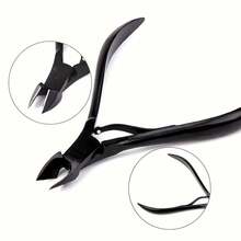 1 Set Black Stainless Steel Manicure Tool Kit, Featuring Pointed Tip Single Spring Design, Includes Cuticle Scissors, Nail Clippers, And Classic Black Handles, Suitable For Men And Women Of All Ages - Black - View 7