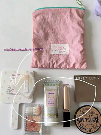 1 chiếc túi đựng mỹ phẩm màu Macaron, túi đựng đồ tiện dụng, ví đựng tiền xu và trang sức đa năng dung tích lớn, túi trang điểm phong cách nữ tính kiểu Ins, phù hợp cho đường phố, du lịch và sử dụng hàng ngày.