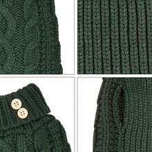1 pieza Suéter de mascota de cuello alto de unicolor con botón de madera y tejido de punto elástico y cómodo, adecuado para gatos y perros en otoño/invierno, Navidad - Verde - Ver 8
