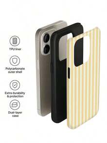 1pc Minimalist Artistic Colorful Striped Pattern Glossy 2-In-1 Phiên Film Hard Phone Case Compatible With Samsung/ 11/12/13/14/15/16/17 Pro Max - 多色 3 - 查看 6