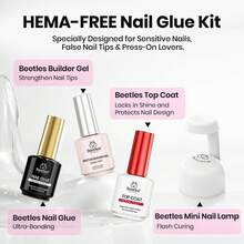 Beetles HEMA-Free Nail Tips Glue Kit, All-In-One Nail Extension Kit For Press On False Nails, DIY Salon Manicure At Home - 4Pcs 15Ml HEMA-free Nail Tips Glue Kit - View 2