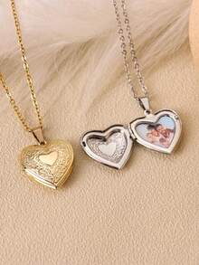 1pc Customized Elegant Colorful Portrait Photo Necklace - Heart-Shaped Locket Design Personalized Letter & Image Necklace - Customized Gift For Girlfriend, Best Friend, Mother - Anniversary, Birthday, Wedding, Commemorative Gift, Sentimental Jewelry - Picture Necklace - View 4