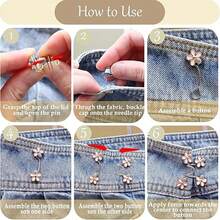 2/4/6Sets Jeans Waist Adjuster Buckle Waist Tightening Tool Elastic Button Waistband Size Adjustable Tightening Accessory - A - View 11