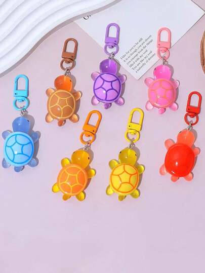 1 pieza/3 piezas Lindo llavero de resina con tortuga grande y pequeña, colgante de mochila con diseño de animal de dibujos animados, accesorio para teléfono móvil