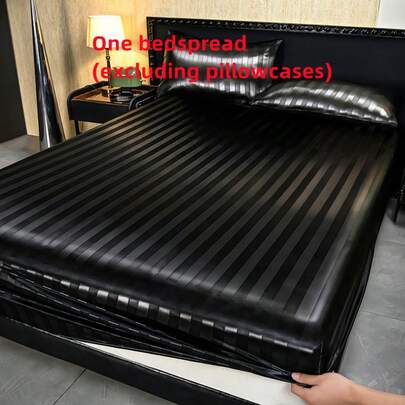 غطاء سرير مطاطي من القماش الساتان الناعم والصديق للبشرة، واقي للمرتبة في غرفة النوم، متوفر بألوان متعددة، (لا يشمل غطاء الوسادة)