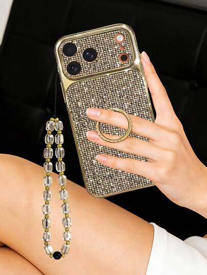 1pc Glitter Pattern Shockproof Phone Case With Ring Holder, Stand And Lanyard, Full Camera Protection, Compatible With Samsung Galaxy S26 Ultra/S26/S26Plus/S25FE/S25Ultra/S25/S25+/S24ULTRA/S24P/S24/S23U/S23FE/S24FE/S23/S22ULTRA/S22/S22+ And 17 Pro Max/17 Air/17/17Pro/16/16PLUS/16PRO/16PROMAX/13/13Pro/13ProMax/14/14Pro/14Plus/14ProMax/15/15Pro/15Plus/15ProMax