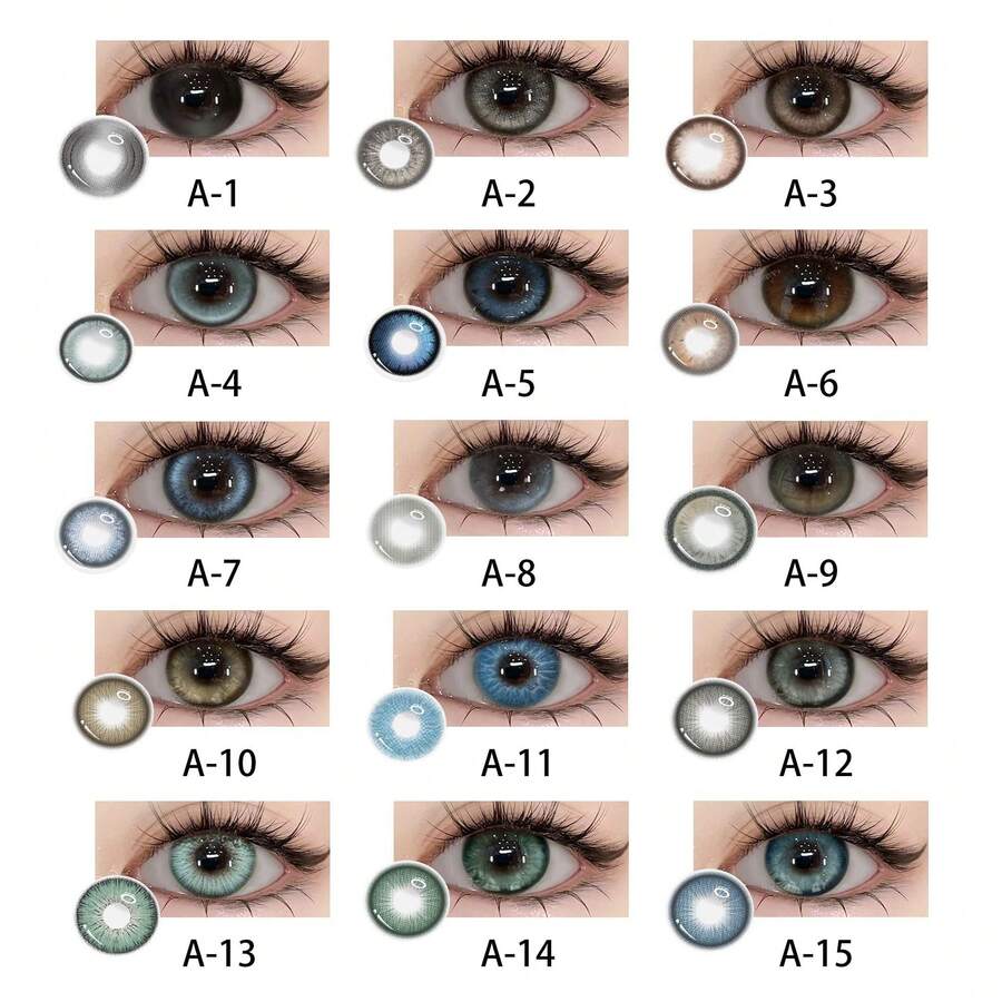 15 Color Of Colored Contact 1enses, Offering A Variety Of Color Options. Equipped With A Contact 1ens Case And Wearing Tool, Suitable For Year-Round Use, Can Be Used For Eye Makeup, Role-Playing, Holiday Event Dressing, Halloween Costume Role-Playing, Etc - 彩色 - 查看 1