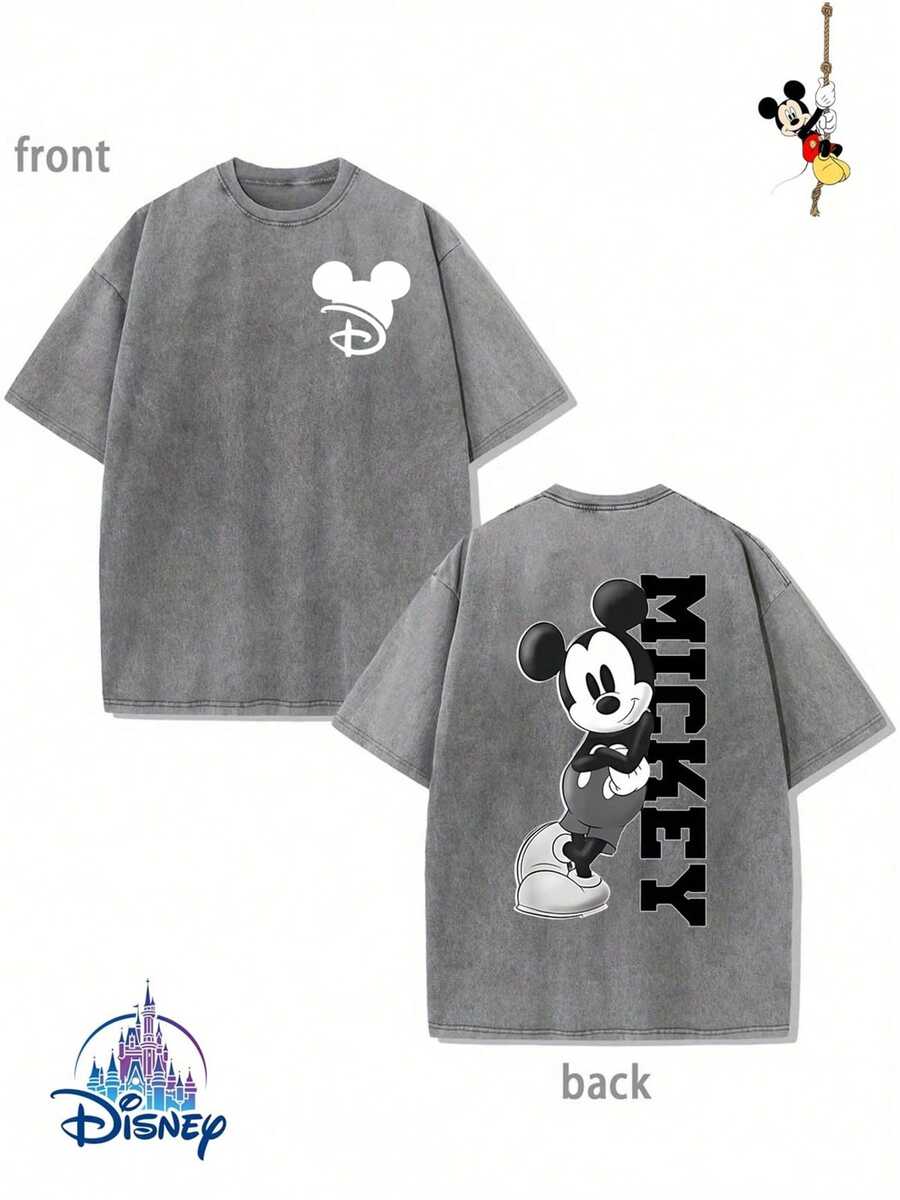 T-shirt officiel Disney pour homme, idéal pour les vacances en famille. 230 g, 100 % coton. T-shirt doux à col rond, prélavé, orné d'un adorable imprimé Mickey Mouse. Le design est éclatant et attrayant. Le tissu est résistant et facile d'entretien. Parfait au quotidien, pour les trajets et autres occasions – idéal pour se sentir en vacances. - Gris - Voir 1