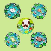 池塘风景水獭鸭珐琅胸针可爱卡通动物青蛙水豚猫胸针翻领别针徽章背包服装配饰时尚珠宝礼品 - 綠色 - 查看 3