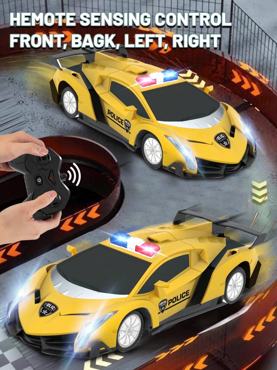 1辆遥控玩具车，漂移遥控车，2.4G灯光特技车，防撞电动玩具车，男孩女孩礼物，生日/节日礼物 - 黃色 - 查看 1