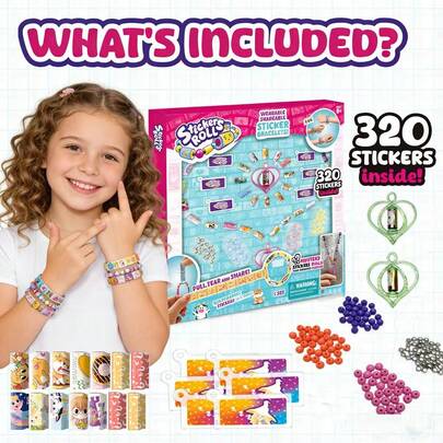 DIY Beaded Bracelet Kit - Original Wearable Sticker Jewelry Set | Includes 320 Mini Stickers | Can Make 6 Bracelets And 2 Necklaces