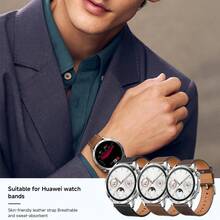 1条22毫米PU皮革表带，兼容华为WATCH GT4 46毫米、WATCH 4 Pro、GT3、GT2 Pro、Buds，柔软替换腕带 - 22mm - 查看 5