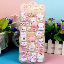 3D Cartoon Animal Stress Relief Stickers, Designed In Cute Style, 3D Embossed Stickers To Relieve Stress And Decorate, Made Of Sponge And PVC Material. 4 Styles Available, Suitable For Sticker Books, Laptops, Refrigerators, And Can Also Be Used To Decorate DIY Phone Cases With Cartoon Themes. - Multicolor - View 8