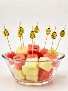 100/50/10件/套菠萝串 - 带菠萝顶，夏季热带派对用品，夏威夷套装 - 适用于水果、寿司、饮品、海滩、派对、夏威夷风情、热带主题、主题派对用品、夏威夷海滩节派对用品 - 鳳梨 - 查看 6
