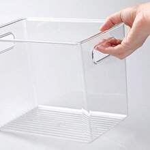 mDesign Plastic Deep Kitchen and Pantry Organizer Storage Bin with Handles for Cabinet Fridge Freezer - Food Storage Containers for Snacks Yogurt Pouches or Fruit Ligne Collection Clear - Por supuesto - Ver 5