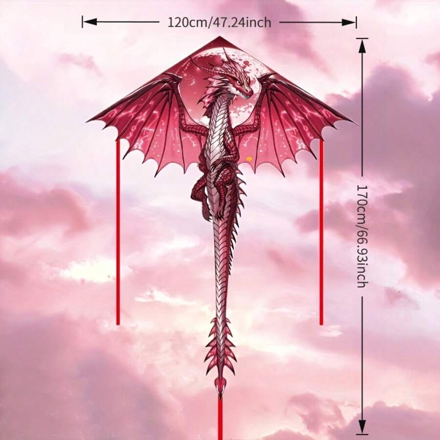 2026 Spring Vivid Scale Dragon Kite With Line, Outdoor Beach Park Entertainment Kite - Red - View 1