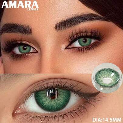 AMARA 1 Pair Of For Eye Makeup, Annual Disposable, 14.5mm Diameter. Suitable For Daily Wear, Dates, And Holiday Events. Can Be Used For Eye Enlargement, Halloween Costumes, And Role-Playing.