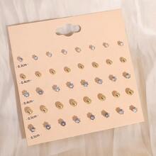 20 Pairs New Arrival Shiny High-End Faux Rhinestone & Faux Pearl Mini Luxury Earring Set, Fashion - Gold - View 4