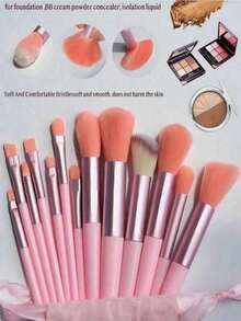 33pcs Makeup Brush Set (With Drawstring Storage Bag), Including Powder Puff, Makeup Sponge, Blush Brush, Foundation Brush, Eyeshadow Brush, Contour Brush, Eyeshadow Brush, Soft Hair Brush, Blush Brush, Professional Makeup Brush Set, Women Makeup Brush Set, Face Washing Brush Set, Brush Kit, Makeup Brush Combo - Pink - View 15