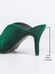Women's High Heel Sandals, Women's Dark Green High Heel Sandals, Peep-Toe V-Shaped Open Toe Mules, Slip-On High Vamp Sandals,Summer Outfits - Dark Green - View 9