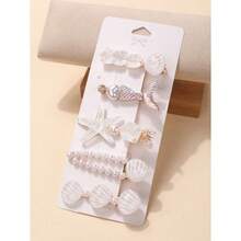 5pcs/Pack Mermaid Shell Hair Clips, Cute Kawaii Lovely Girls Side Crab Clips, Korean Fashion Bangs Hair Accessories - 彩色 - 查看 5