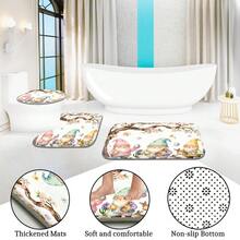 1pc/3pcs/4pcs Easter Gnome & Egg Multifunctional Bathroom Decor Shower Curtain Set, Free 12 Hooks Included, Elegant Holiday Atmosphere, Bathroom Mat, U-Shaped Rug And Round Toilet Mat, Suitable For All Scenarios - E - View 9