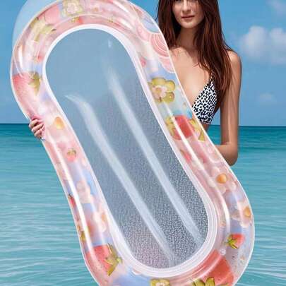 5 piezas Cama flotante inflable, Anillo de natación, Hamaca de agua y Cama flotante con bolsillo para teléfono, Hamaca inflable transparente apta para piscina y playa, Cama flotante grande para adultos y parejas, Serie de anillos de natación de lujo