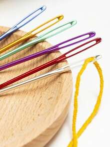 2支装毛衣缝纫针，粗弯针，大眼针，编织针，手工缝纫针 - 红色、蓝色、绿色、银色、紫色、橙色 - 鋁大眼彎頭手縫針 - 查看 4