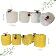 2 pièces/4 pièces Set de bougies de cire d'abeille faites à la main sur le thème des abeilles. Bougies décoratives pour la maison, la table, les fêtes, les anniversaires, les événements familiaux. Idéal comme cadeau de festival pour la Saint-Valentin, la Fête des Mères, la saison des cerisiers en fleurs. Crée une atmosphère chaleureuse et romantique à la maison - Multicolore - Voir 5