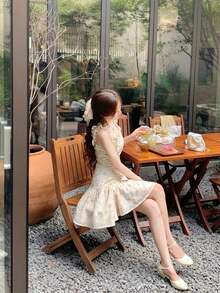 Women Short Dresses - Apricot - View 3