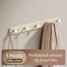 1pc Wall-Mounted Coat Rack Hook, Cream White Clothes Hook, No-Drill Door Hook, Bathroom Clothes Rack, Wall Hook, Clothes Storage, Wardrobe Storage, Closet Storage Accessories, Entryway And Hallway Storage Accessories, Door Storage - Multicolor - View 3