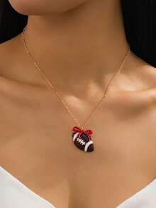 1件装时尚足球蝴蝶结锌合金吊坠项链（女士款） - 項鍊 - 查看 13