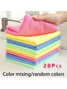 10/20 piezas Paños de limpieza de esponja suave de secado rápido y absorbente, entrega aleatoria de multicolor, sin desprendimiento, sin grasa, no apto para lavadora, adecuado para cocina, baño, hogar - multicolor - Ver 18