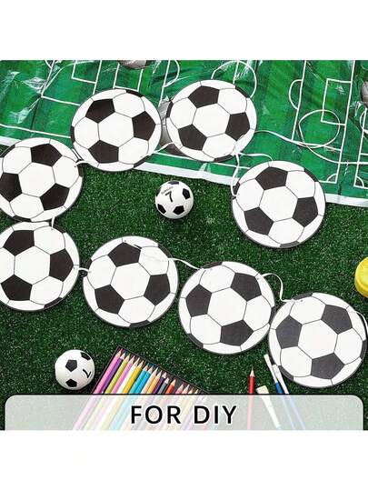 1套/8件 新款流行高颜值白色足球旗 足球派对装饰 足球比赛用品 生日派对装饰 生日小礼物 生日小惊喜 送给家人和朋友 新年礼物 情人节礼物 复活节礼物