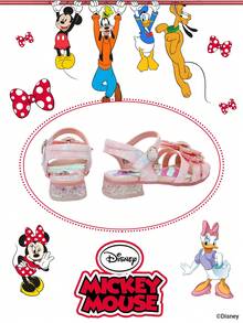 Sản phẩm hợp tác chính thức với Mickey Mouse | Sandal đế bằng kiểu chiến binh Disney dành cho trẻ em với chi tiết nơ, giày quai ngang mùa hè. - Hồng - Xem 3