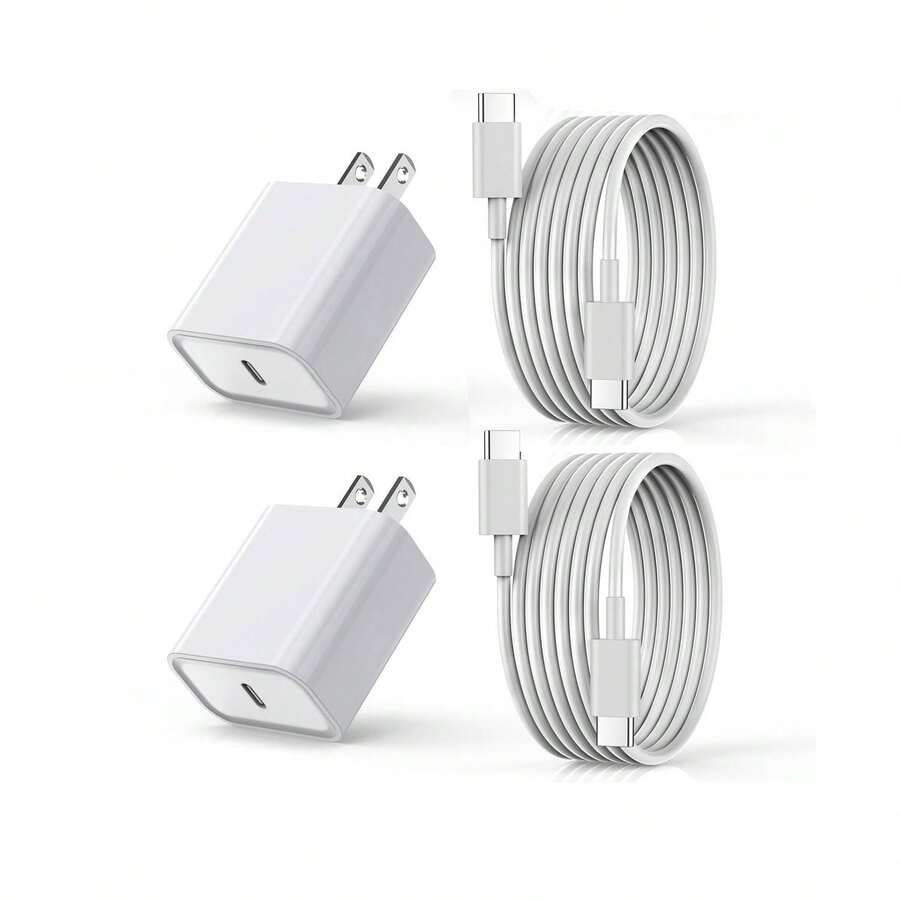 1-2 套 PD 30W 美规插头充电器适配器 + 6.6 英尺/200 厘米 USB-C 数据线，高速数据传输和快速充电，兼容 17/16/15 Pro Max、Air、Pro、Galaxy S26/S25 - 美規A型插(110-127V) - 查看 1