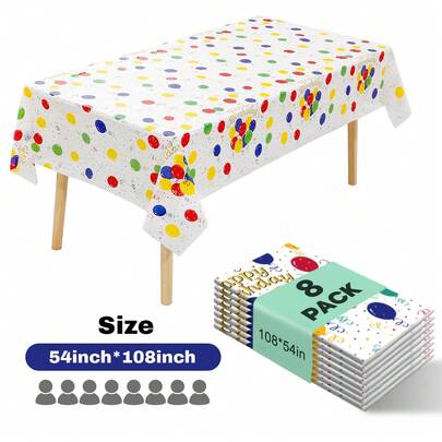 3/8片装一次性塑料桌布，气球主题，儿童生日派对装饰