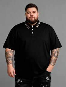 AnChiStreetwear - Plus Size Men's Casual Solid Color Short Sleeve Polo Shirt, Suitable For Streetwear, Outdoor, Indoor, Commute, Golf, Equestrian, Summer - Multicolor - View 2