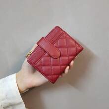 Retro Black Quilted Compact Wallet, Luxury Elegant Multi-Card Slots Faux Leather Clutch Purse - Multicolor - View 9