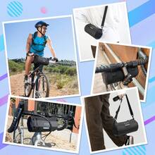 2L Bicycle Handlebar Bag, Round Bike Handlebar Roll Bag With Large Reflective Area, Bike Front Bag With Zipper And Detachable Shoulder Strap - Black - View 9
