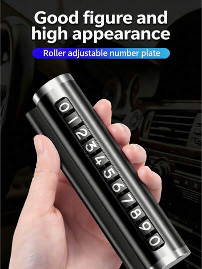 Metal Temporary Parking Number Plate, Car Phone Number Plate With Roller, Car Interior Decoration Accessory