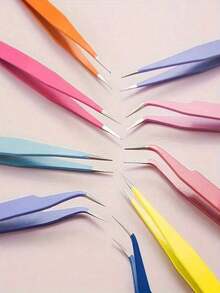 6 Pcs Macaron Color Craft Tweezers, Stainless Steel Precision Tools For Scrapbooking, Nail Art, Stickers And DIY, Non-Electric, No Scent, Mixed Colors - Nhiều màu - Xem 2