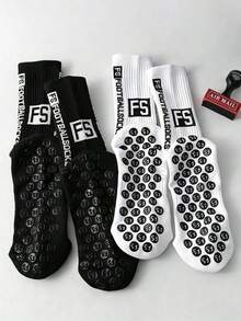 4 Pairs Unisex Sports Socks, Football Socks, Basketball Socks, Black & White - Black and White - View 5