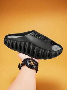 Unisex EVA Slippers, Breathable Massage Shoes, Lightweight Open Toe Sandals, Quick Drying Beach & Shower Shoes - Black - View 8