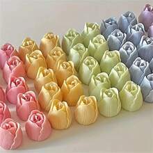 6pcs Tulip-Shaped Candle Molds Silicone Floral Molds For Crafting Your Own Candles Unique Gifts & Art Projects Lifelike Flower Mold Perfect For Celebrating Mother's Day, Christmas, Weddings & Festive Decor - Transparent - View 4