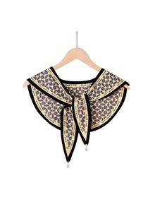 1件女士高端腰果油画风格披肩开衫，带珍珠吊坠领 - 彩色 - 查看 14